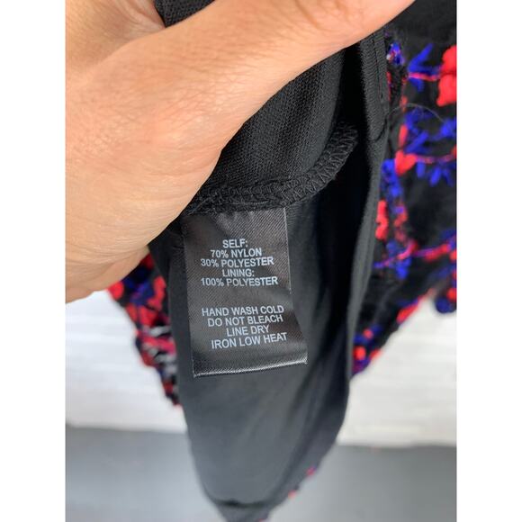 Lulus Women's Floral V-Neck Lace Skater Dress 3/4 Sleeve With Lining Multi Sz M - Picture 5 of 6